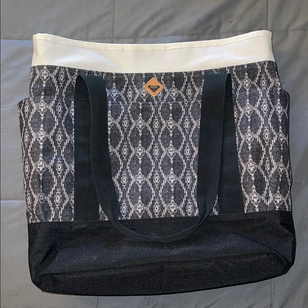 Roxy Black and White Patterned Laptop Bag